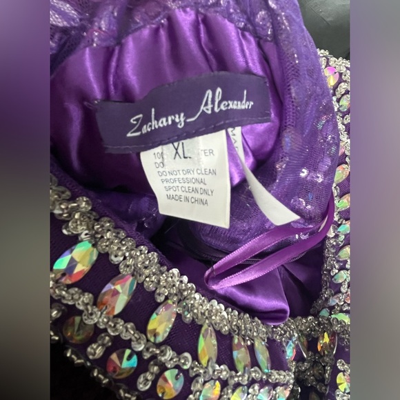 Zachary Alexander Size XL Purple Beaded Prom Dress - Picture 6 of 7